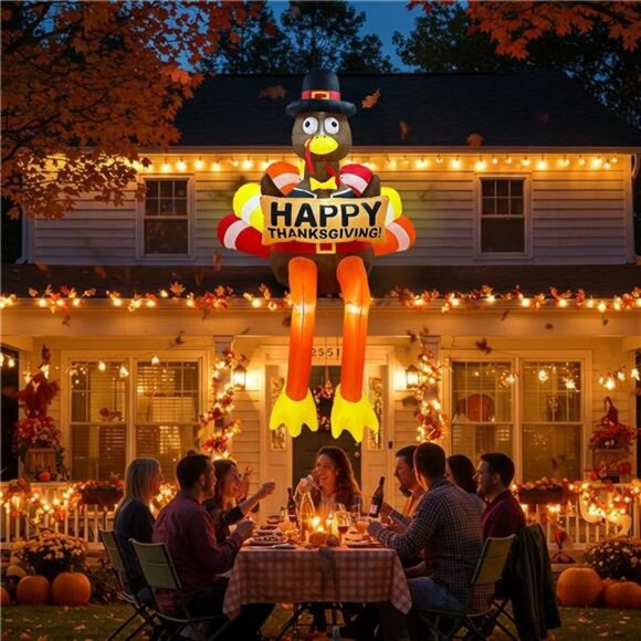 8 FT Thanksgiving Inflatables Outdoor Decorations Giant Inflatable Turkey - Picture 3 of 8